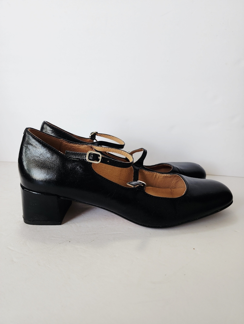 Madewell The Nettie Heeled Mary Jane Black Leather Heels Size 9 - Picture 5 of 9